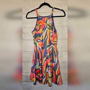 Vince Camuto Women's Sleeveless Colorful Abstract Scuba Fit Flare Dress Sz 2 NWT